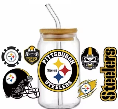 PITTSBURGH STEELERS HÁGALO USTED MISMO Transferencia Adhesivo Taza Envoltura Para Hágalo Usted Mismo Vaso Botellas Foto 1 de 4