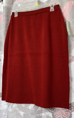 Adolfo Collectibles Lambs Wool Blend Knit Skirt Size L RED Pull On NEW - Image 1 of 4