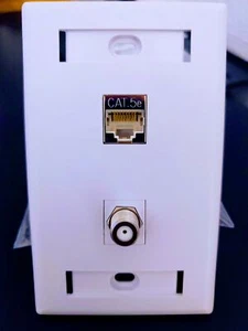 Set de Placa Signamax 2 Puertos con Keystone Cat5e y Coax – 1 Set ( 3 Piezas ) - Picture 1 of 12