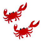 Red Crab Clear Cuff Earrings for Women - Creative and Exaggerated Ear Drops