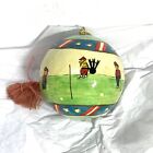 VINTAGE Wood Lacquer Ball CHRISTMAS ORNAMENT Golf Theme INDIA
