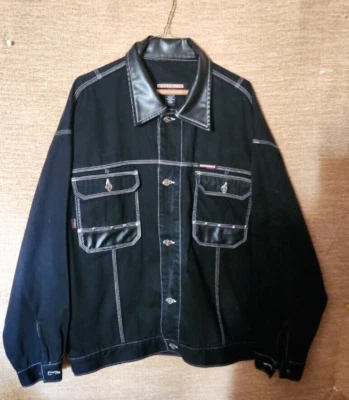 Brooklyn Express Black Denim Jacket Size XXL Embroidered Graphic - Image 1 of 4