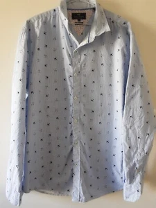 Michael Brandon ~ Mens Size L Shirt Blue Long Sleeve Birds Cotton - Picture 1 of 8