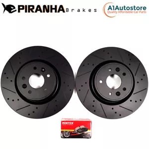 BMW M3 E30 2.3 LHD 87-90 FRONT BRAKE DISCS BLACK DIMPLED GROOVED & MINTEX PADS - Imagen 1 de 5