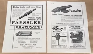 2 Faessler Co. 1923 vintage print ads 1920s illustration factory industrial tool - Picture 1 of 1