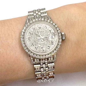 Rolex Datejust Custom Diamond Pave 16200 Jubilee Band Diamond Dial Bezel 26mm Wa - Picture 1 of 7