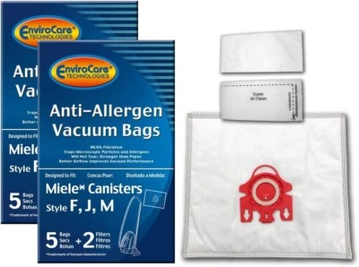 EnviroCare Vacuum Cleaner Bags fit Miele Canisters Style F J M 10 Bags 4 Filters - Image 1 of 3