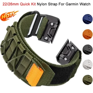Rugged Nylon Sport Watch Band Strap For Garmin Fenix 8 7 7X 6 6XPro 5X Quick Fit - Zdjęcie 1 z 16