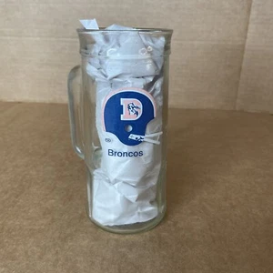 Vintage 1980's Denver Broncos Old Logo Fisher Glass Beer Mug Collectible - Picture 1 of 7