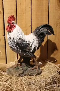 Rooster Standing Black&White Resin Garden Statue, Garden/Home Decor Farm Display - Picture 1 of 6