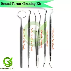 Pinzetta igiene specchio calcolo tartaro dentale rimozione placca denti falce - Foto 1 di 7