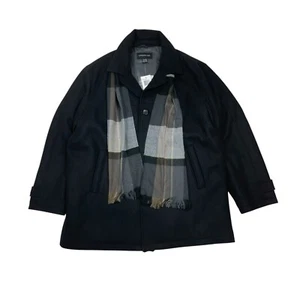 London Fog Wool Pea Coat mit Schal Einreiher Jacke Schwarz Herren Gr. XXL - Bild 1 von 13
