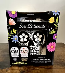 SCENTSATIONALS COLOR CHANGING HALLOWEEN SKULL DAY OF DEAD WAX WARMER FULL SIZE - Picture 1 of 7