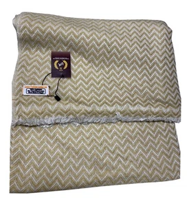 Reine Kaschmir Decke Creme/Beige Farbe Fischgrät Design super weich Handarbeit - Bild 1 von 4