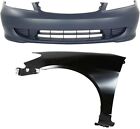 Front Bumper Cover Assembly For 2004-2005 Honda Civic, 2-Piece Kit With Fender