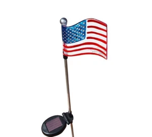 Energia solare U.S. Bandiera Paesaggio Giardino Palo Luce LED Bianco Luminoso - Foto 1 di 3