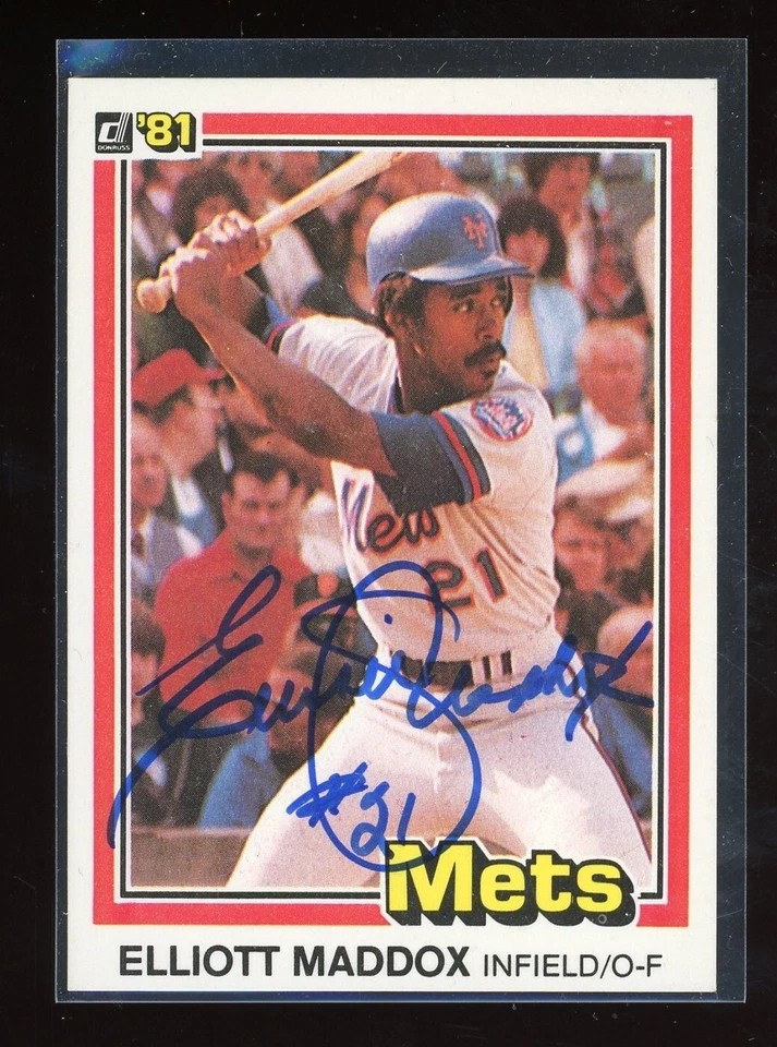 1981 Donruss ELLIOTT MADDOX Signed Card autograph auto METS YANKEES - Image 1 of 1