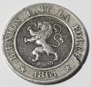 Belgium Fault 10 Cents 1861 Leopold I Strike Error - Picture 1 of 4