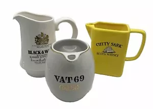 VTG Lot 3 Scotch Whisky Pitchers Cutty Sark Buchanan’s Black & White Vat 69 EUC - Picture 1 of 7