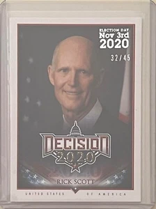 SEN. RICK SCOTT #/D 32/45 2020 DECISIÓN DÍA ELECCIÓN TARJETA EE. UU. SENADOR FLORIDA - Imagen 1 de 2