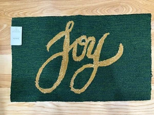 Xmas Threshold Brand Kitchen Rug-Deep Green,Golden Word Joy-30" X 19" X ½" Thick - Picture 1 of 1