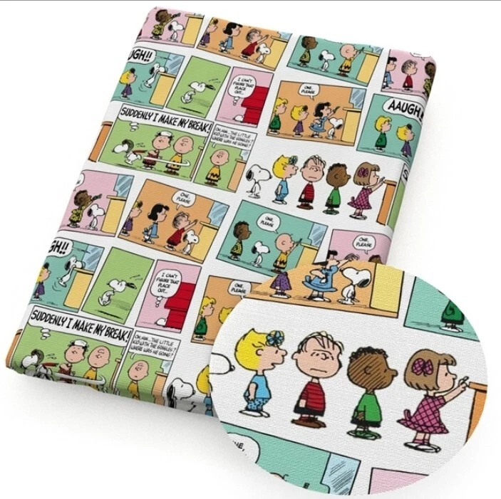 Tecido de mistura de algodão poliéster desenho animado para cachorros 15"x55" 1204605 tira de quadrinhos - Imagem 1 de 1