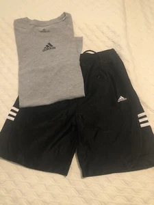 Adidas 2pc Teen Shorts Set  Shirt  Large, Shorts Medium - Picture 1 of 5