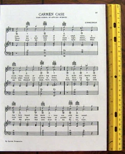 CASE WESTERN RESERVE UNIVERSITY Vintage Song Sheet c1938 "Carmen Case" Original - Picture 1 of 1