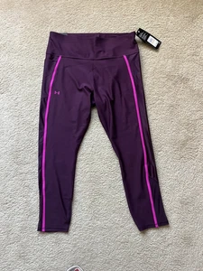 Under Armour Heat Gear Compression High Rise Burgundy Workout Leggings 2X NEW - Picture 1 of 10