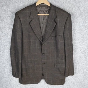 CORNELIANI VOGUE MEN'S WOOL BLAZER size 52 / L BROWN CHECK PLAID ITALY JACKET - Picture 1 of 8