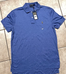 Polo Ralph Lauren Shirt Men M Royal Blue Pima Soft Touch Golf Preppy Flesh Pony - Picture 1 of 7
