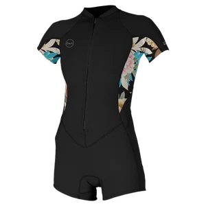 O'Neill Bahia 2/1mm Womens Front Zip Summer Shorty 2025 - Black / Mikah Floral - Picture 1 of 12