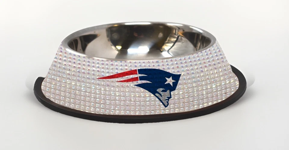 New England Patriots, Bling Covered Stainless Steel Pet Bowl. New - Image 1 of 3