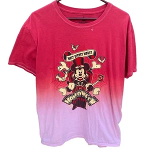 Walt Disney World Mickey Mouse Halloween 2017 bats Red Pink Shirt Women's Large - Picture 1 of 3