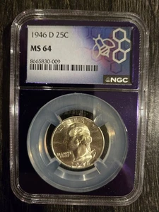 1946-D 25c Washington Quarter Coin NGC Ms64 Purple Core - Picture 1 of 2