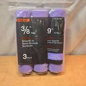 Paint Roller Cover Premium 9" with 3/8" nap Smooth to Semi-Smooth Surface 3 Pack - Picture 1 of 4