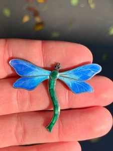 Broche mariposa esmalte plata antiguo - Imagen 1 de 8