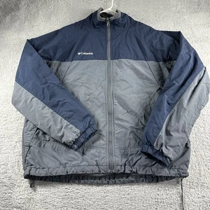 Columbia Jacket Mens Large Gray Blue Colorblock Core Interchange Fleece Lined - Picture 1 of 12