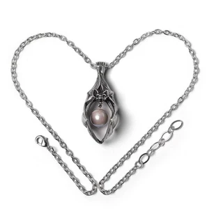 ALCHEMY VAMPIRES EYE PENDANT Gothic Hanging Bat Pearl Moon Necklace + FREE POUCH - Picture 1 of 4