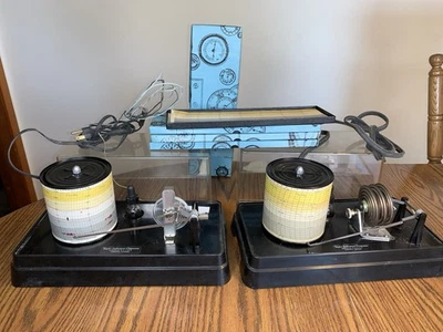 2 Vintage Taylor Science Instruments Barometer Recording Weather Drums Graphs - Image 1 of 4
