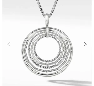 David Yurman Sterlingsilber 0,51 kt Stax großer runder Anhänger Halskette 18 Zoll 2675 $ - Bild 1 von 9