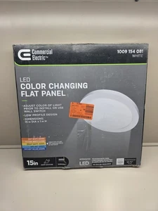 NIOB Commercial Electric 15" LED Color Changing Flat Panel Flush Mount, White - Picture 1 of 22