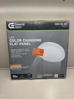 NIOB Commercial Electric 15" LED Color Changing Flat Panel Flush Mount, White - Image 1 of 4