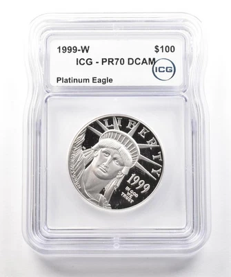 1999-W $100 American Platinum Eagle 1 Oz Platinum PR70 DCAM ICG *4336 - Image 1 of 3