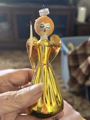 Raro ángel italiano de vidrio soplado a mano de la década de 1950 con adorno de vela De Carlini? Pegatina Foto 1 de 4