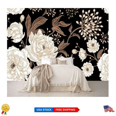 Waterproof Vintage Floral Wallpaper Mural - Elegant Silk Design for Living Rooms - Image 1 of 4