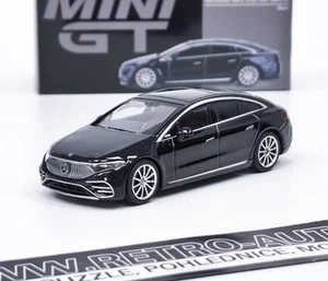 Mercedes-Benz EQS 580 4MATIC LHD Black Mini GT 1:64 - Picture 1 of 6