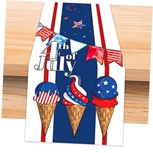 4th of July Decorations Table Runner Summer Patriotic Freedom Stars 13x72 - Picture 1 of 8