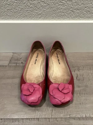 Zapatos planos Antonio Melani charol punta redonda rojo roseta femenino 6,5 Foto 1 de 4