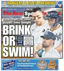 YANKEES ALDS BRINK OR SWIM RANGERS ISLANDERS HOCKEY PREVIEW NY POST 10/7 2025 - Picture 1 of 1